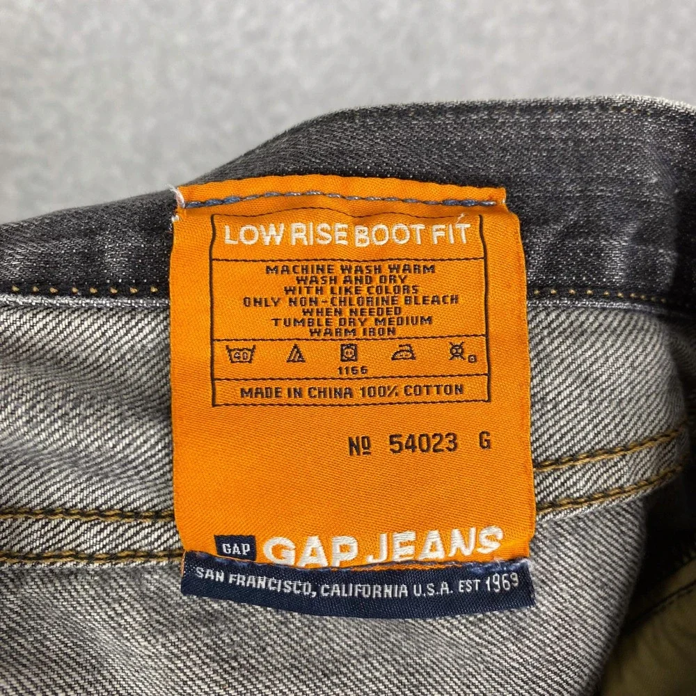 Y2K Gap 1969 Jeans Mens 34x30 Grey Low Rise Boot Fit Japanese Denim Button Fly - Picture 11 of 16